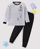 BLUSHES Full Sleeve Panda Printed Tee With Pyjama - Grey Melange & Black