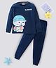 BLUSHES Full Sleeve Baby With Sipper  Printed Tee With Pyjama - Air Force Navy Blue