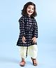 Babyhug 100% Cotton Knit Foil Printed Full Sleeves Kurta with Dhoti Set - Navy Blue