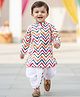 Babyhug Cotton Woven Full Sleeves Printed Kurta & Dhoti Set - White