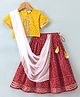 Saka Designs Cotton Half Sleeves  Bandhani Choli with Lehenga & Dupatta - Red & Yellow