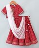 Saka Designs Cotton Half Sleeves Bandhani Choli with Lehenga & Dupatta - Red