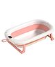 Safe-O-Kid (1 Year Warranty) Baby Bath Tub with Digital Meter with Drain Plug, Portable/Foldable Travel Friendly Anti-Skid Collapsible Bathtub, Easy to Store for Newborns Bathing - Pink