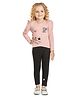 Peppermint Full Sleeves Text Printed Tee & Jegging - Pink