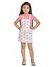 Peppermint Half Sleeves Text Printed Tee With Unicorn Printed Dungaree -  Pink