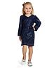 Peppermint Full Sleeves Sequin Embellished Dress -Navy Blue