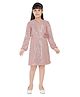 Peppermint Full Sleeves Seamless Sequin Embellished & Floral Applique Detailed Fit & Flare Dress - Pink
