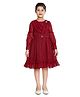 Peppermint Full Sleeves Shimmer Striped Cowl Flounce Detailed Fit & Flare Dress - Maroon