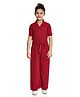 Peppermint Half Sleeves  Striped  & Bow Belt Tie Up Jumpsuit - Maroon