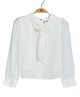 Peppermint Full Sleeves Pintucked & Stone Embellished Front Tie Up Top - White