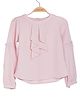 Peppermint Full Sleeves Flounced Detail & Hairline Striped Top - Pink