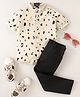 Knotty Kids Half Sleeves  Abstract Theme Printed Shirt & Pant Sets - Cream