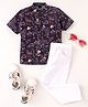 Knotty Kids Half Sleeves Abstract Doodle Art Theme Printed Shirt & Pant Sets - Black