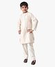 Jilmil Boys Cotton Lurex Kediya Styled Kurta With Silver Striped Pant - Off White