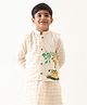 Jilmil Boy Cotton Hand-Painted Nehru Jacket - Off White