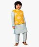 Jilmil Boy Silk Kurta Set With Ethnic Jacket (Set Of 3) - Blue
