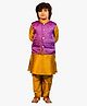 Jilmil Boy Silk Kurta Set With Ethnic Jacket (Set Of 3) - Mustard
