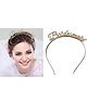 Ziory Bridesmaid Bridal Shower Hen Party Rhinestone Embellished  Tiara Style Crown Hair Band - Golden