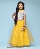 BIBA Half Sleeves Mirror Work Embellished & Geometric Design Printed Choli With Lehenga & Dupatta - Yellow