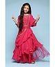 BIBA Three Fourth Sleeves Embroidered Lehenga Set - Dark Pink