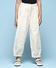 BIBA Full Length Ecru Cotton Joggers - Beige