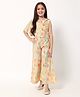 READIPRINT One Shoulder Water Colour Effect Leaf Printed Top With Palazzo - Cream