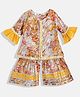 READIPRINT Cotton Three Fourth Sleeves Floral Printed & Gotta Laced Embellished Kurta And Sharara -Mustard Yellow