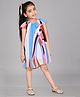 Creative Kids Cap Sleeves Geometric Abstract  Printed  A Line Dress - Pink & Blue