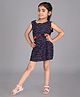 Creative Kids Sleeveless Abstract  Striped Printed A Line Dress With Bow - Black & Red