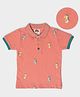 Mi Arcus  Cotton Half Sleeves Sea Horse Embroidered Polo T-Shirt Peach