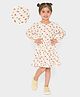 Mi Arcus Baby Girl Cotton Full Sleeves Pumpkin Print Dress White