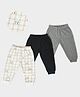 Mi Arcus  Cotton Full Length Ribbed Thermal Pajamas Pack of 3 Black Grey & White
