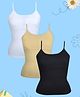 D'Chica Pack Of 3 Sleeveless Solid High Coverage Camisole Bra With Adjustable Strap - Skin White & Black