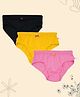D'Chica Pack Of 3 Solid Full Coverage Hipster Panties - Black Yellow & Red