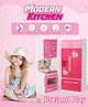 Fiddlerz Unicorn Kitchen Set for Kids Girls Cooking Pretend Playset Birthday Gift  -Pink