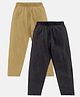 Kiddopanti Pack Of 2 Solid Pajama With Single Pocket - Khaki Brown & Jet Black
