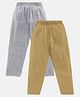 Kiddopanti Pack Of 2 Solid Pajama With Single Pocket - Khaki Brown & Grey Melange