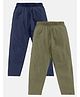 Kiddopanti Pack Of 2 Solid Pajama With Single Pocket - Navy Blue & Military Green