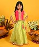 Saka Designs By Sapna Sleeveless Sequin & Lace Embellished Lehenga & Choli With Dupatta - Green & Magenta Pink