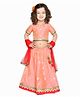 Saka Designs By Sapna Half Sleeves Ethnic Foil Printed & Lace Embellished  Lehenga Choli - Peach & Red