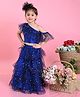 Saka Designs By Sapna One Shoulder Star Embellished    Ruffled Layered  Lehenga & Choli - Blue
