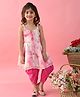 Saka Designs By Sapna Sleeveless  Tie Dye  & Gota Lace Embellished Kurta  & Dhoti - White & Fuchsia Pink