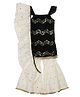 Saka Designs By Sapna Sleeveless Chevron Sequin Embellished Sharara Kurta With     A Ruffled Dupatta - Black & Cream
