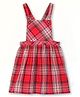 Beebay Sleeveless Twill Plaid Checked Dungaree Style Dress - Red
