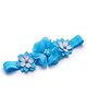 Bhoomi Collection Pearl Chiffon Flower Non Woven Small Flower Combination Elastic Headband - Sky Blue