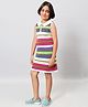 BHARATASYA  Sleeveless Double Striped Peter Pan Collar Dress - Multi Colour
