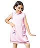 BHARATASYA Sleeveless Solid Pocket Detailed Cotton Knitted Dress - Pink