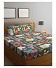 Klotthe Cartoon Characters 300 TC Cotton Blend Double Bedsheet with 2 Pillow Covers - Multi