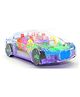 sanjary 360 Degrees Rotating Transparent Concept Racing Car With Music & 3D Flashing Lights - Multicolor