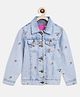 Tales & Stories Full Sleeves Cut & Sew Detailed & All Over Flower Embroidered Jacket - Light Blue